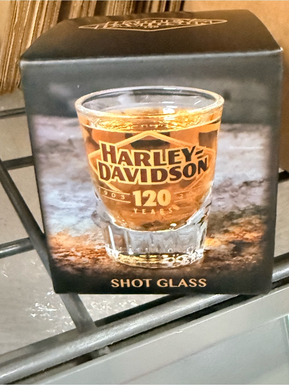 Harley-Davidson Gold and Black 120 Years Logo Shot Glass